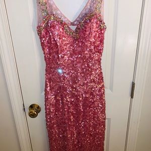 Pink Sequin Prom Dress